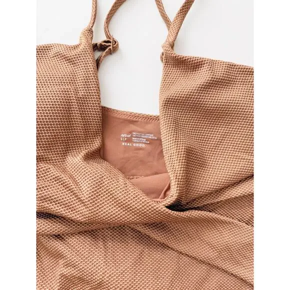 aerie brown wrap one piece swimsuit  - size small - Picture 3 of 4